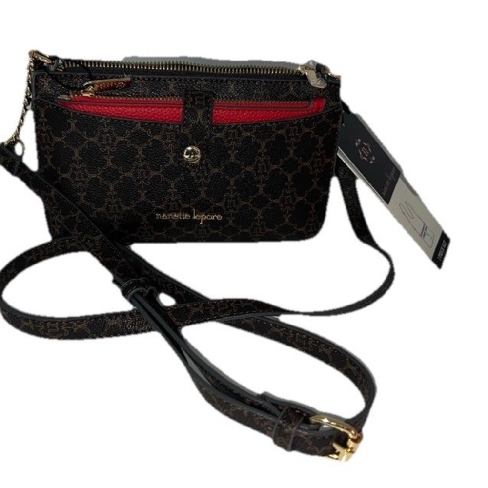 Nanette Lepore  Shellie Convertible‎ Crossbody Bag In Chocolate Faux Leather